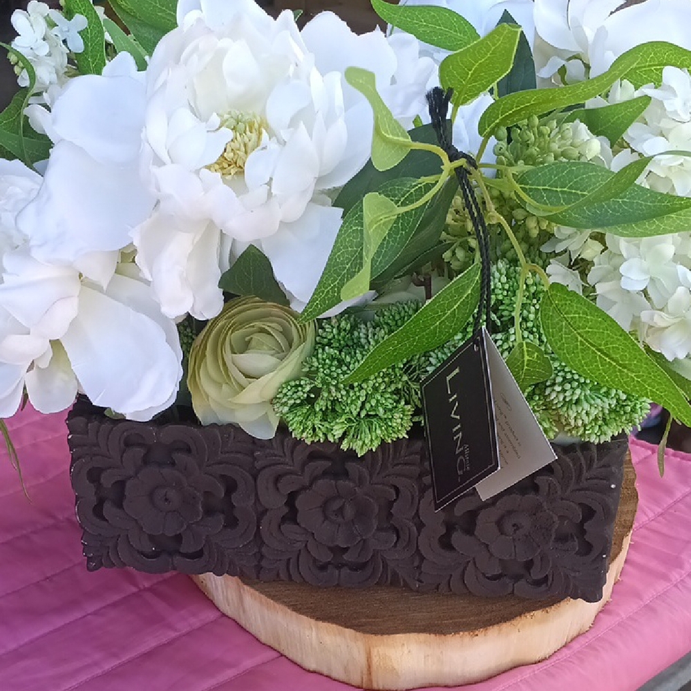 Elegant White and Green Faux Floral Arrangement by